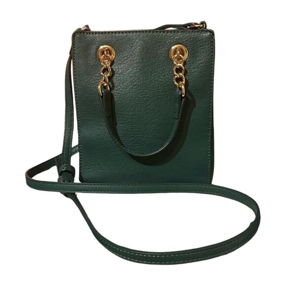 LC Lauren Conrad Kylie Green Mini Crossbody Bag Gold Chain Top Handle Purse - Picture 2 of 9